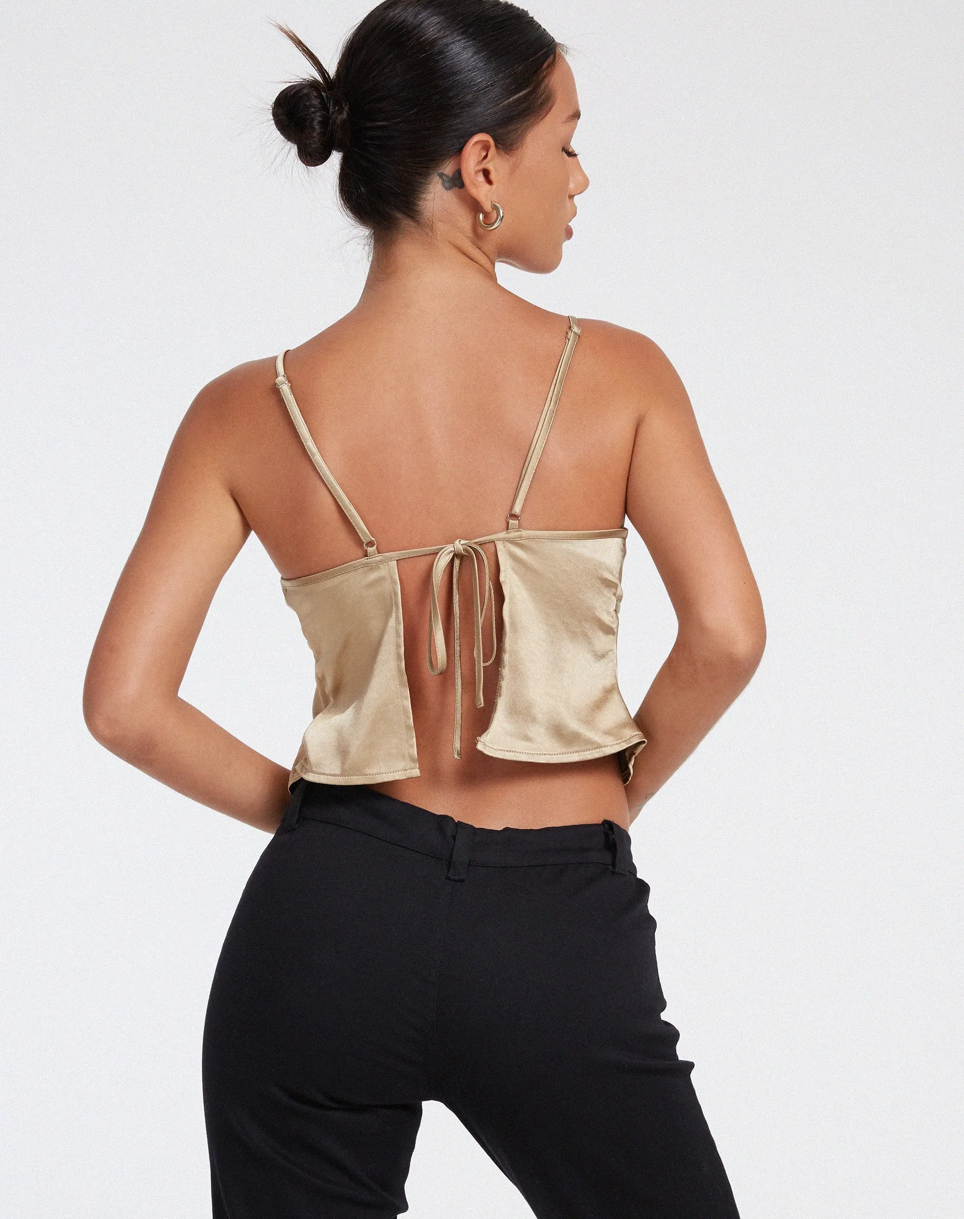 Nandina Top in Satin Olive Gold sold by Motel Rocks product image thumbnail 2