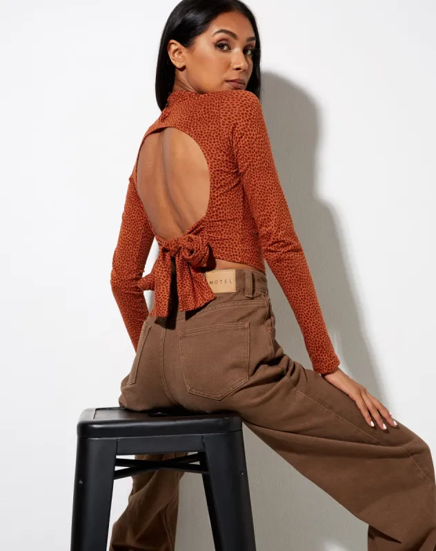 Quky Crop Top in Mini Croc Brown made by Motel Rocks