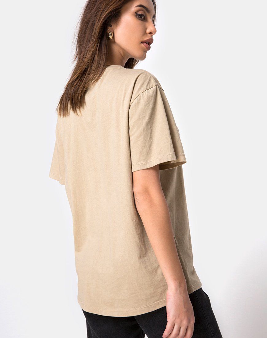 Oversize Basic Tee in Tan with Angel Embroidery sold by Motel Rocks product image thumbnail 4