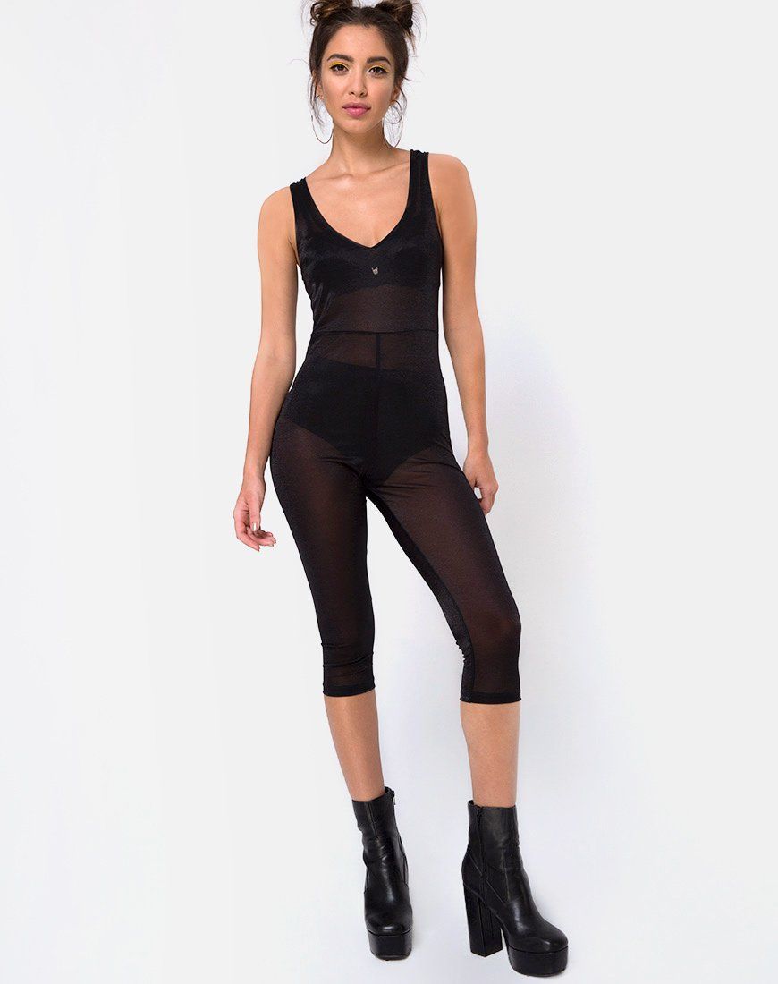 Devile Unitard in Sheer Mesh Black sold by Motel Rocks product image thumbnail 3