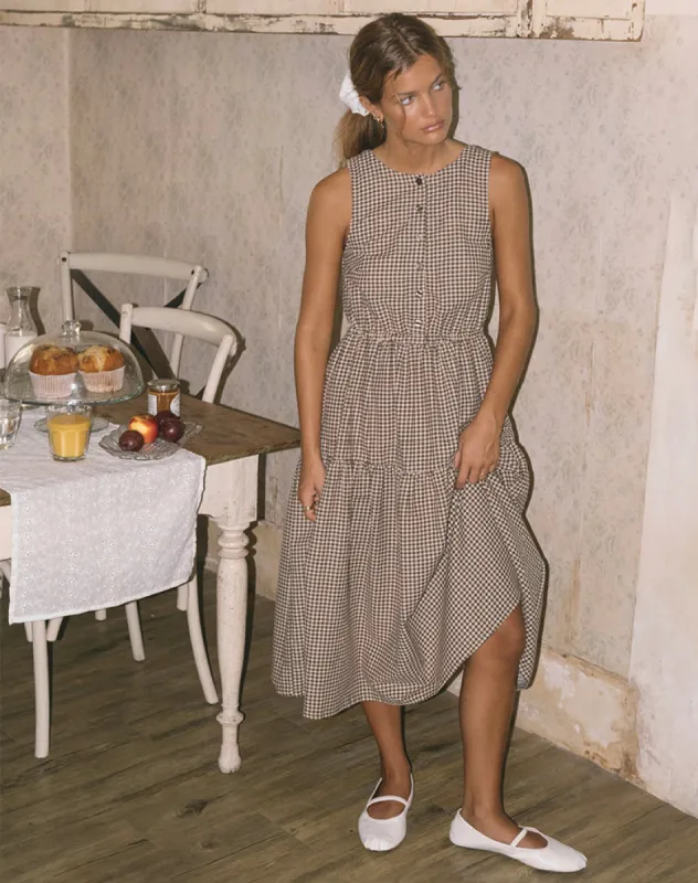 knee length dresses for ladies Gingham Milkmaid Contrast Mini Dress