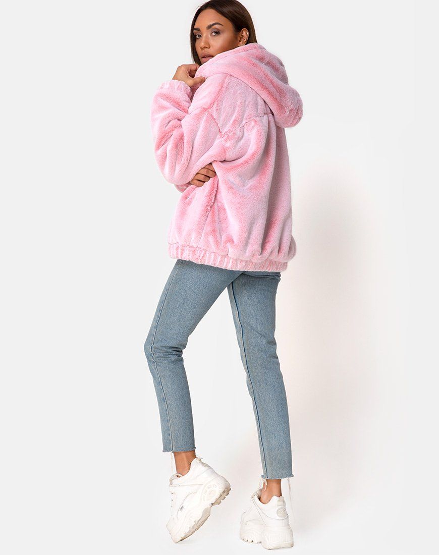 Emerson Jacket in Faux Fur Pink sold by Motel Rocks product image thumbnail 5