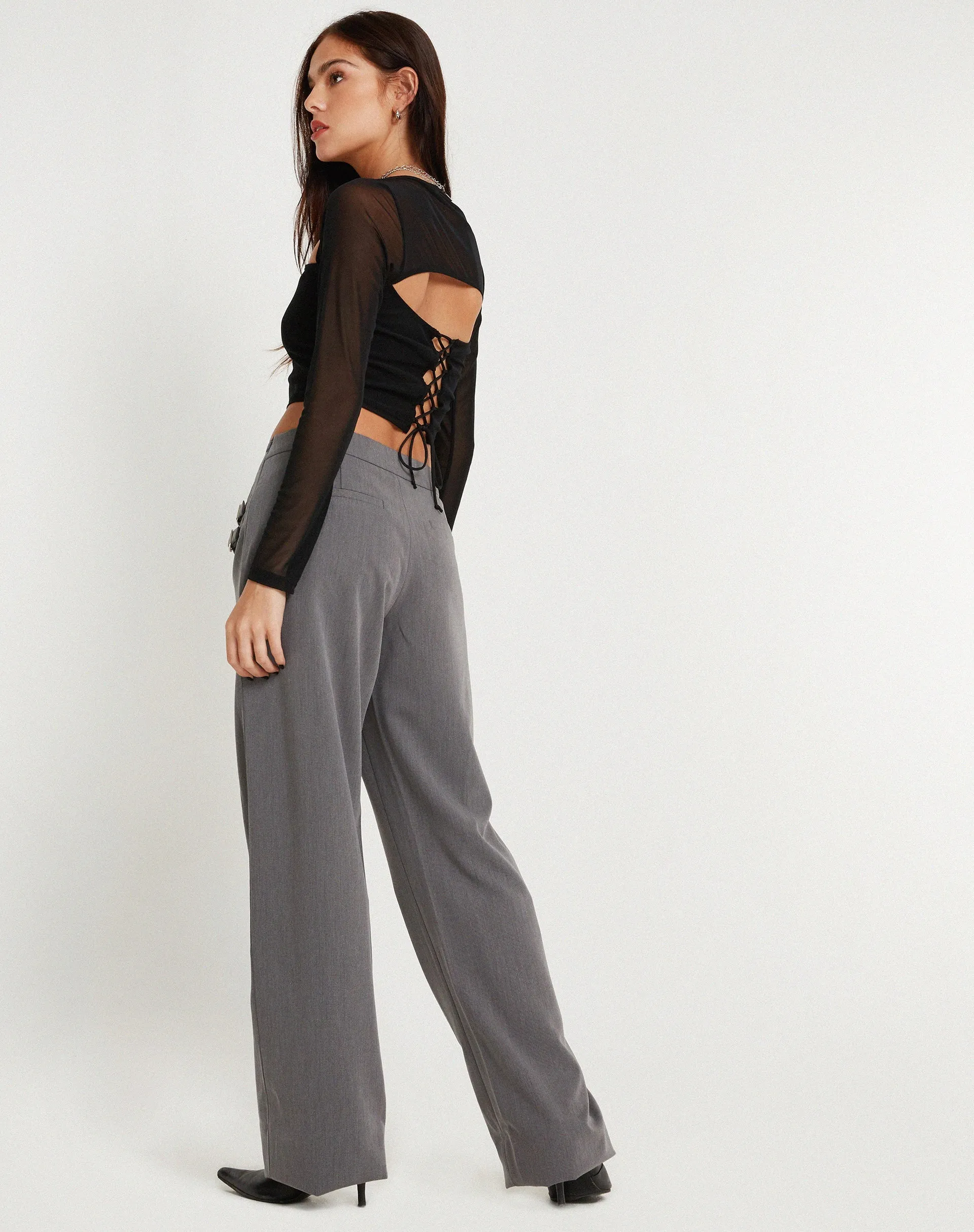 Kalula Long Sleeve Crop Top in Black sold by Motel Rocks product image thumbnail 3