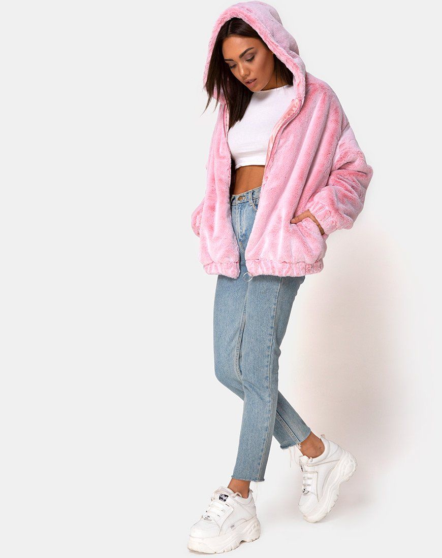 Emerson Jacket in Faux Fur Pink sold by Motel Rocks product image thumbnail 4