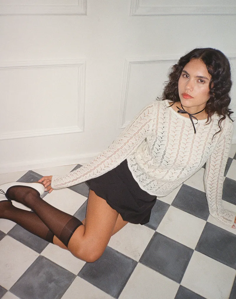 Venia Knitted Long Sleeve Top in Birch Cream sold by Motel Rocks product image thumbnail 2