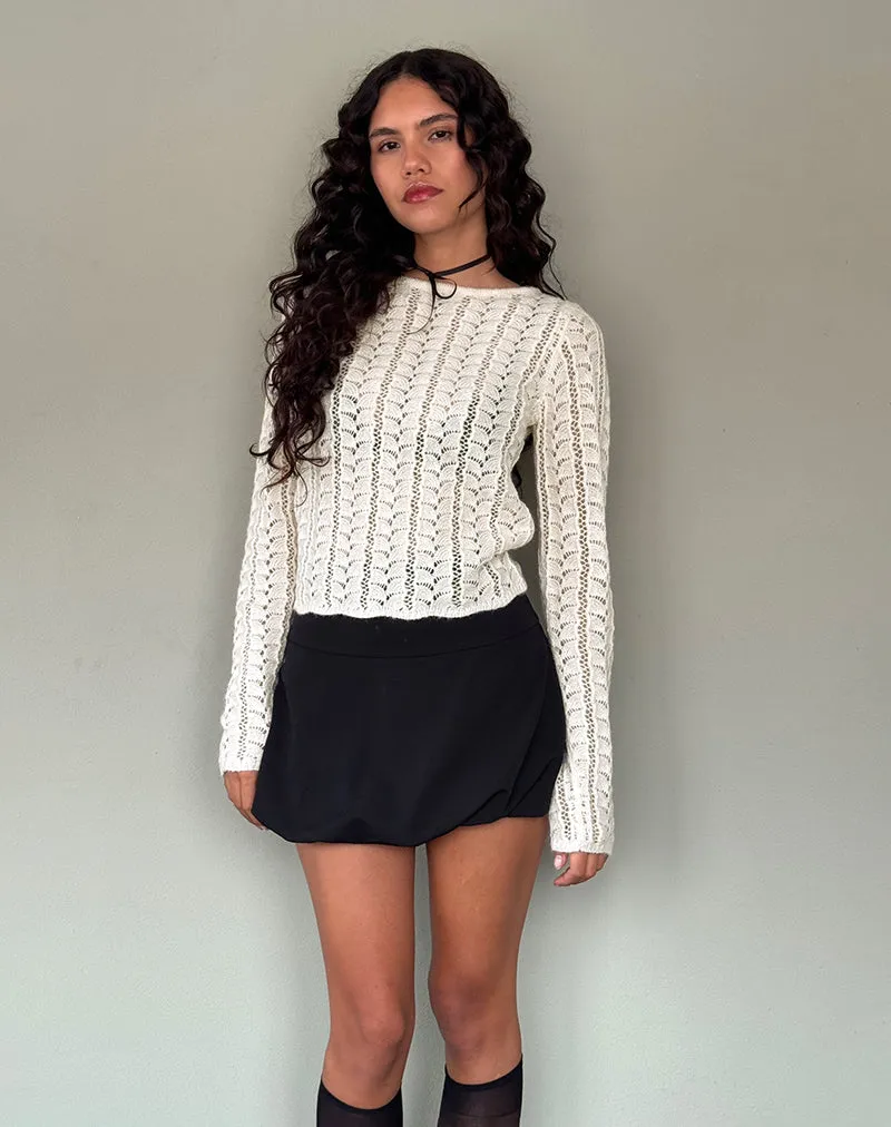 Venia Knitted Long Sleeve Top in Birch Cream sold by Motel Rocks product image thumbnail 3