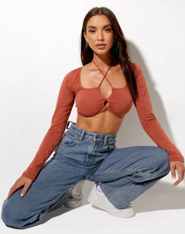 Rana Crop Top in Cedar sold by Motel Rocks