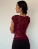 Nova Top in Botanical Flower Maroon sold by Motel Rocks