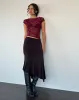 Nova Top in Botanical Flower Maroon sold by Motel Rocks
