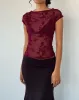 Nova Top in Botanical Flower Maroon sold by Motel Rocks