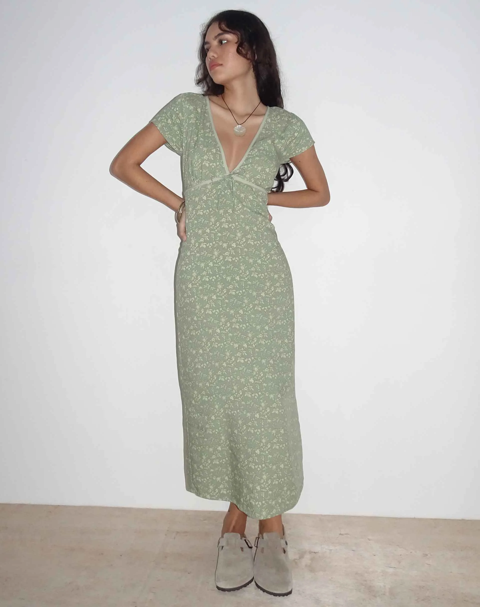 Eviaso Midi Dress in Ditsy Mix Floral Green sold by Motel Rocks product image thumbnail 4