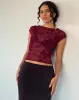 Nova Top in Botanical Flower Maroon sold by Motel Rocks