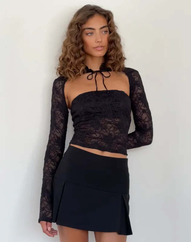 Melvina Bandeau Top and Shrug Set in Lace Black sold by Motel Rocks