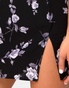 Sheny Mini Skirt in White Rose Black sold by Motel Rocks