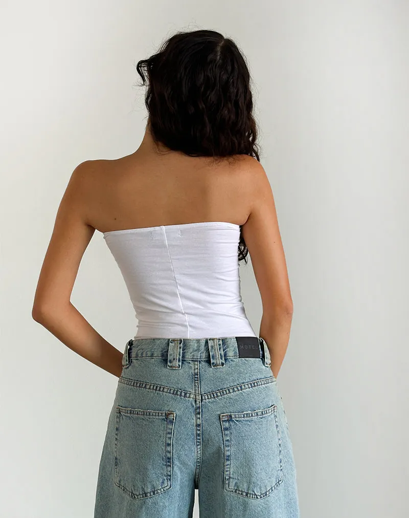 Shaelo Bandeau Top in White sold by Motel Rocks product image thumbnail 3