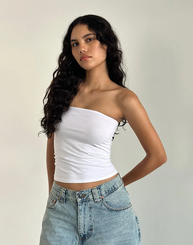Shaelo Bandeau Top in White sold by Motel Rocks