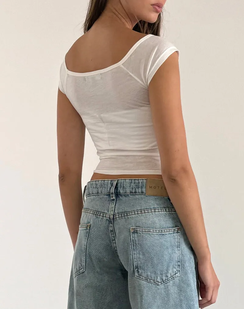 Charya Off The Shoulder Top in Off White sold by Motel Rocks product image thumbnail 4