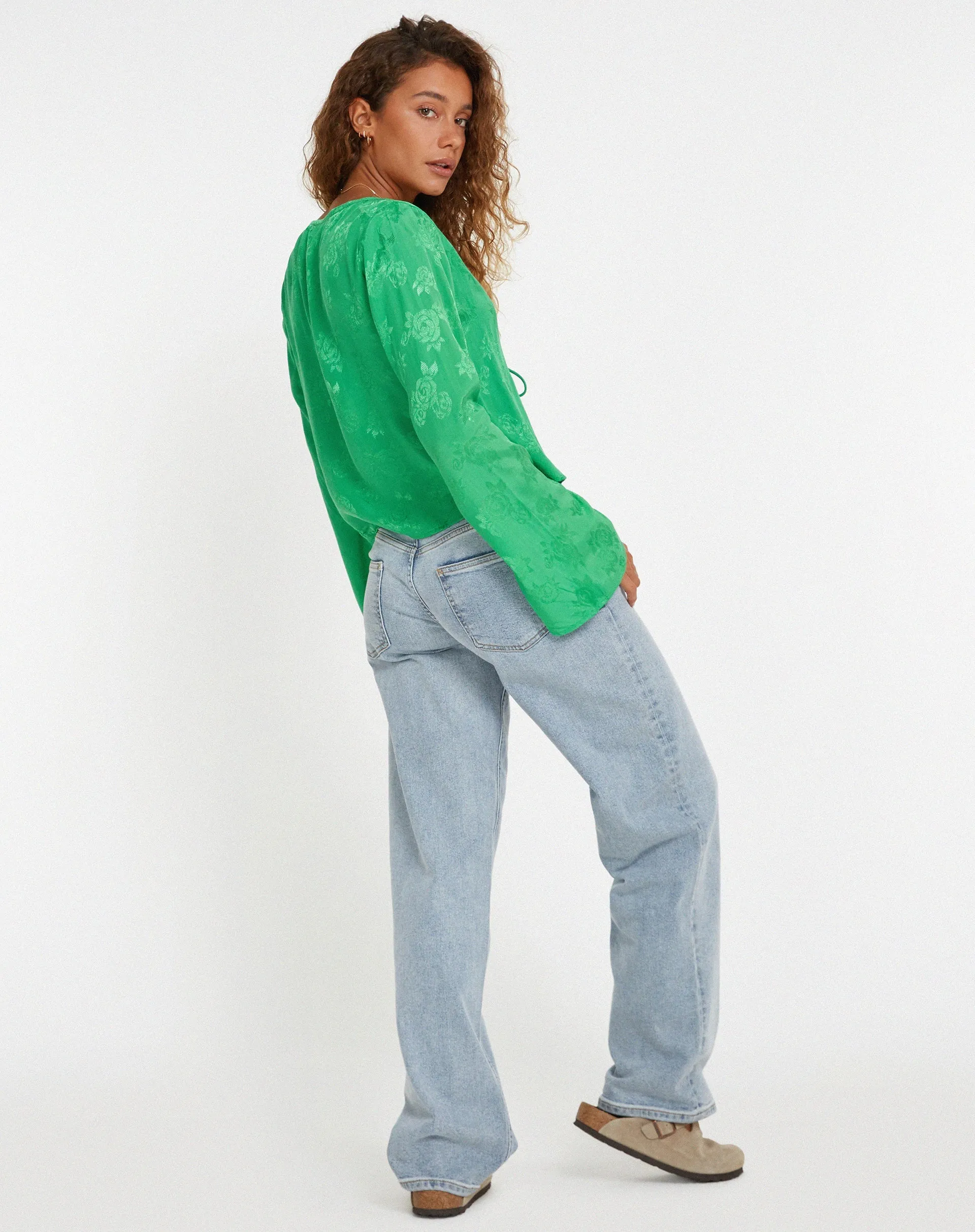 Merida Top in Satin Rose Jade Green sold by Motel Rocks product image thumbnail 5