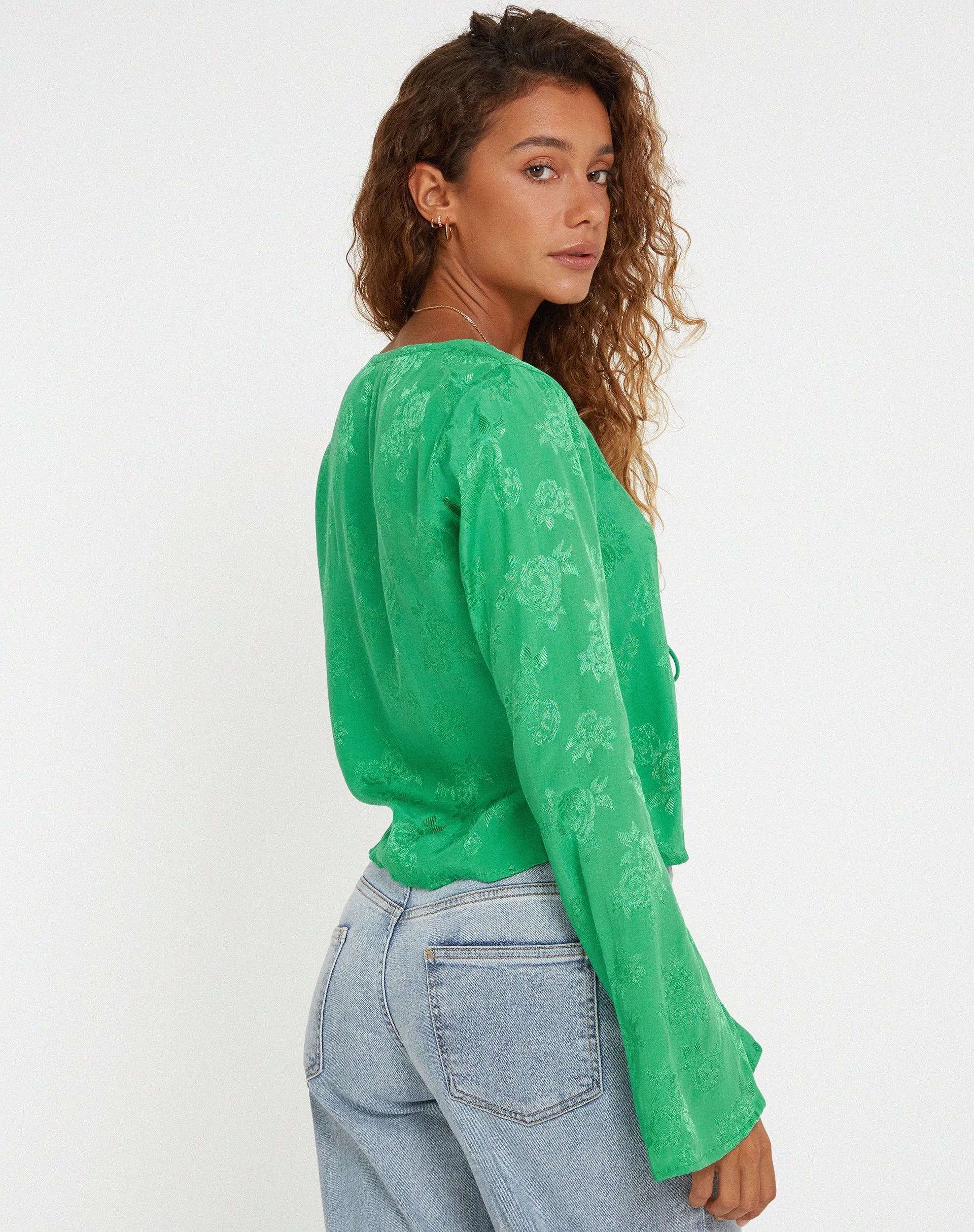 Merida Top in Satin Rose Jade Green sold by Motel Rocks product image thumbnail 2