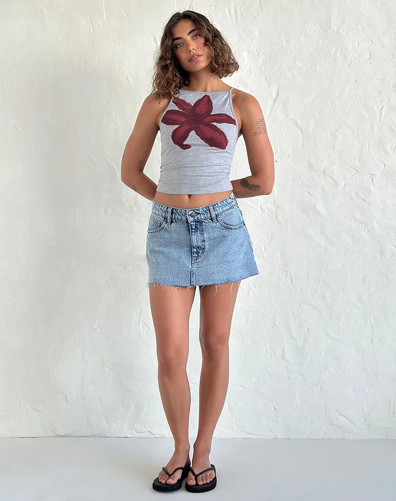 Dudley Vest Top in Grey Marl Painted Flower sold by Motel Rocks product image thumbnail 4