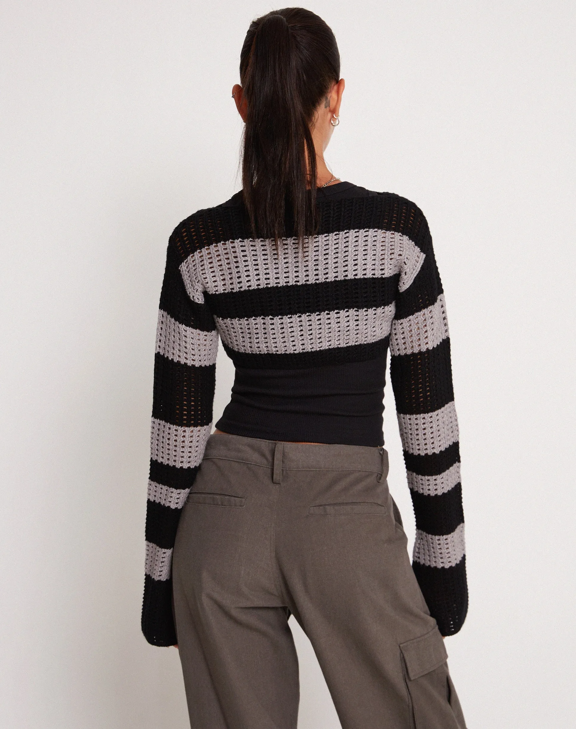 Ozzy Bolero Top in Black Grey sold by Motel Rocks product image thumbnail 3