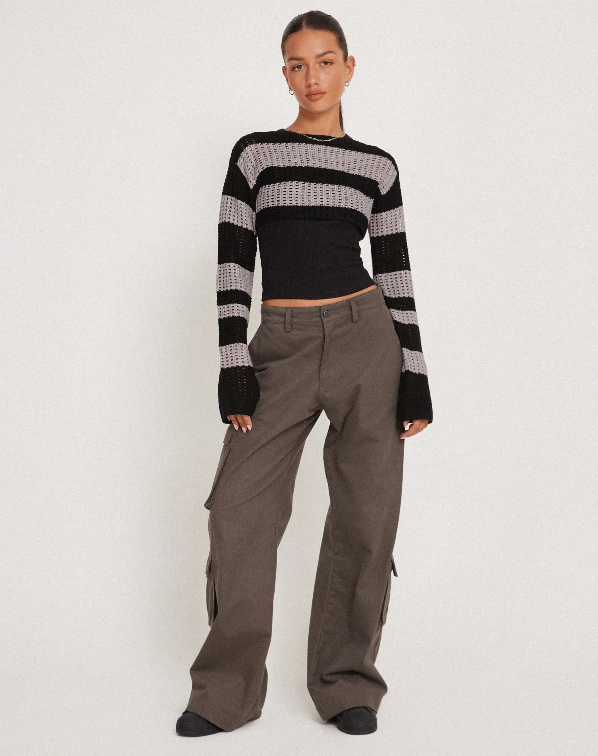 Ozzy Bolero Top in Black Grey sold by Motel Rocks product image thumbnail 4