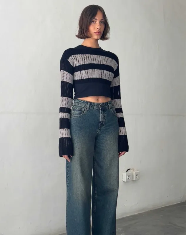 Ozzy Bolero Top in Black Grey sold by Motel Rocks