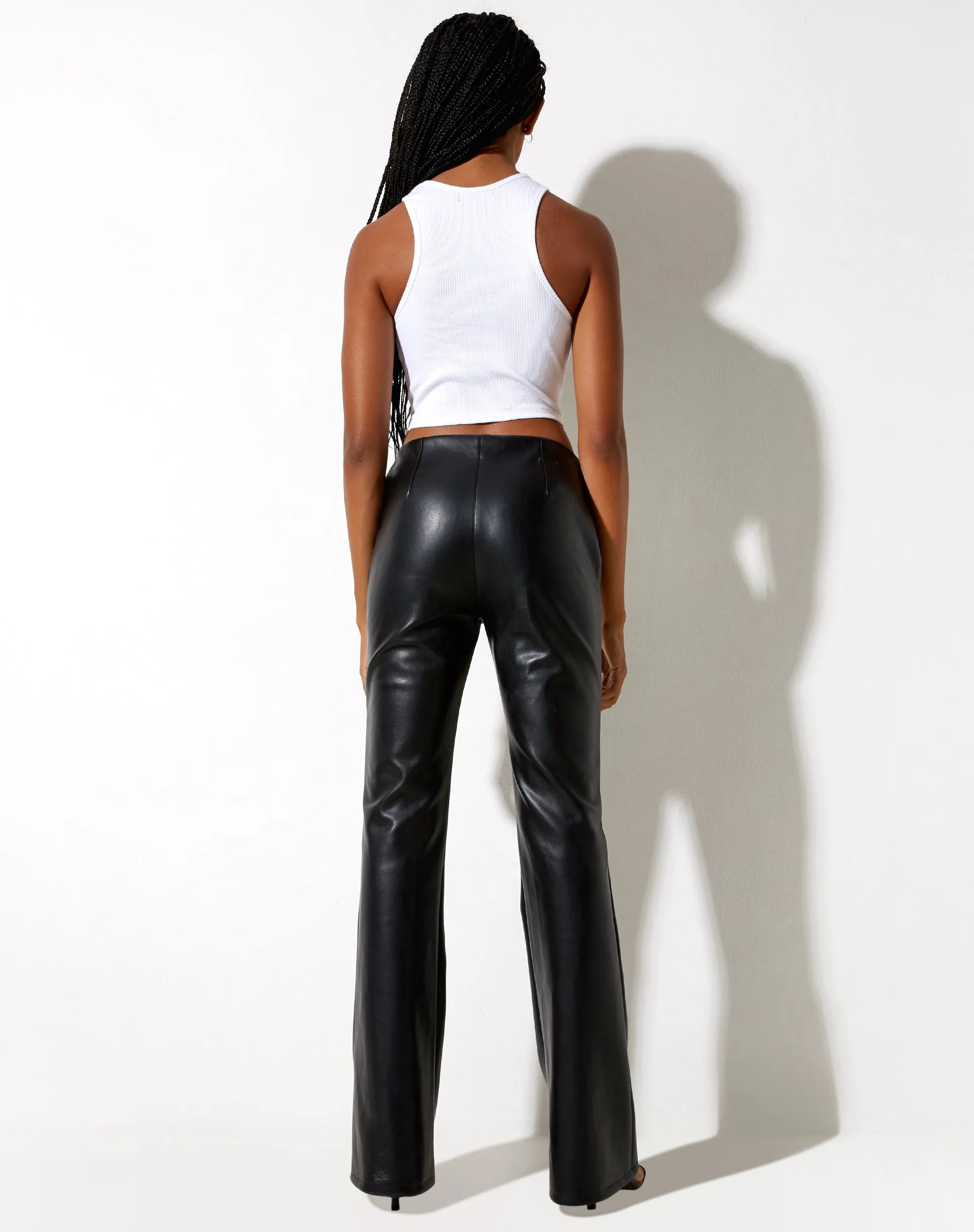 Zyanna Flare Trouser in PU Black sold by Motel Rocks product image thumbnail 4