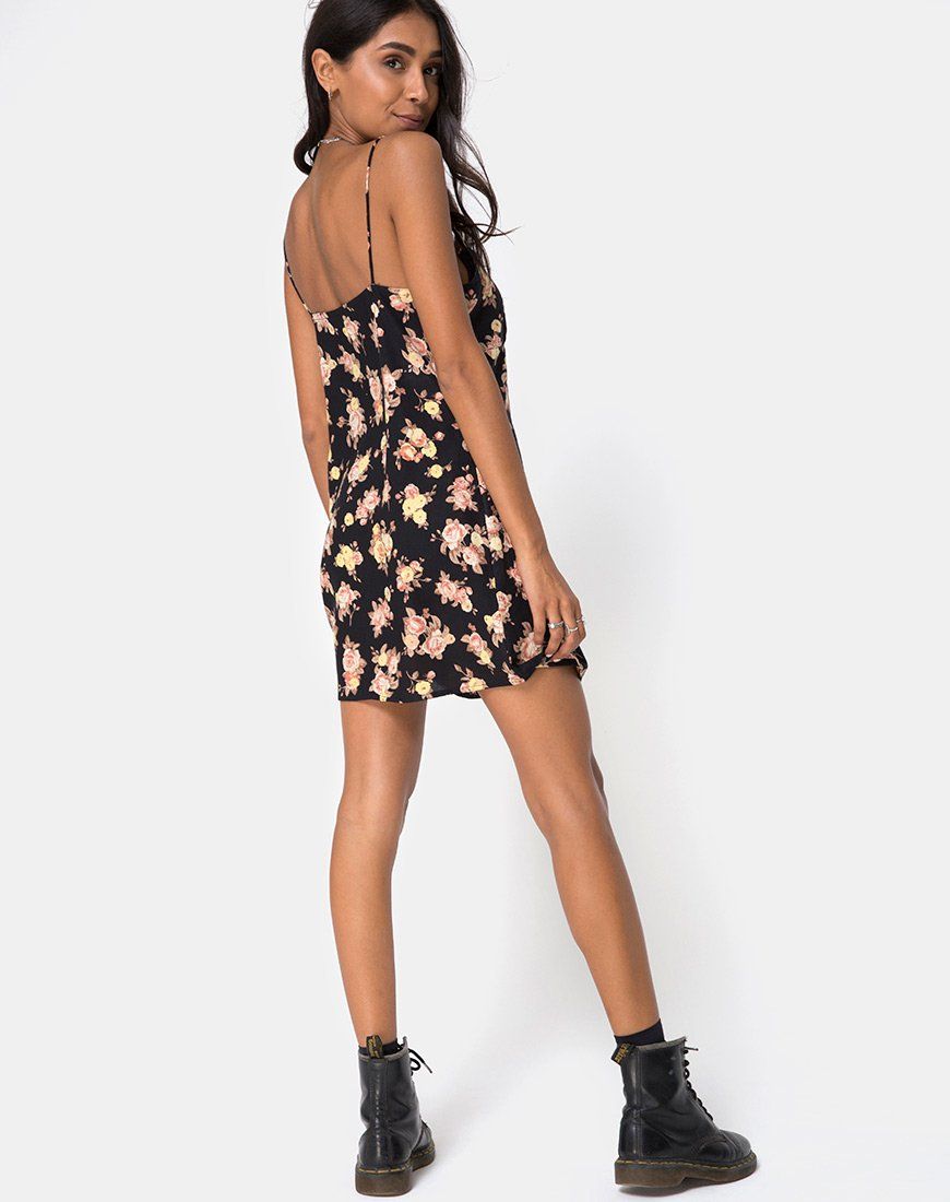 Auvaly Slip Dress in Antique Rose Black sold by Motel Rocks product image thumbnail 4