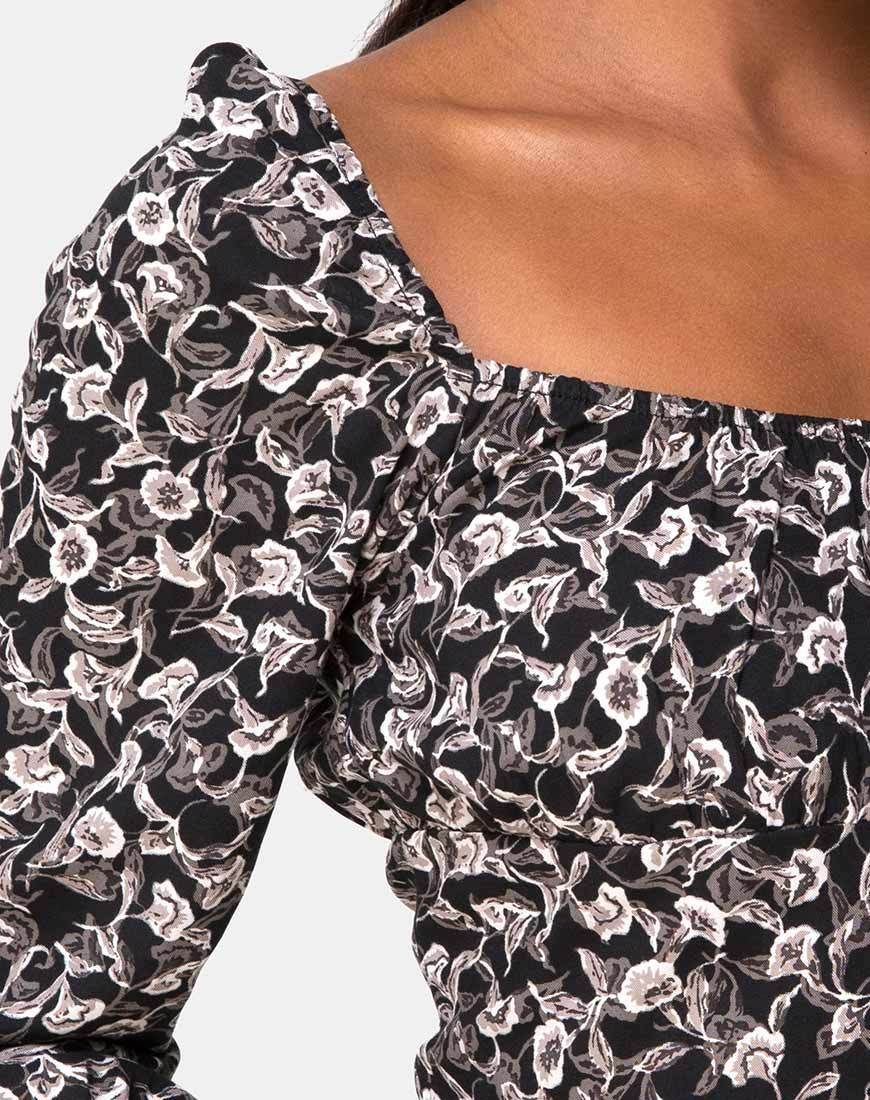 Dimen Crop Top In Wild Tulip Black sold by Motel Rocks product image thumbnail 5