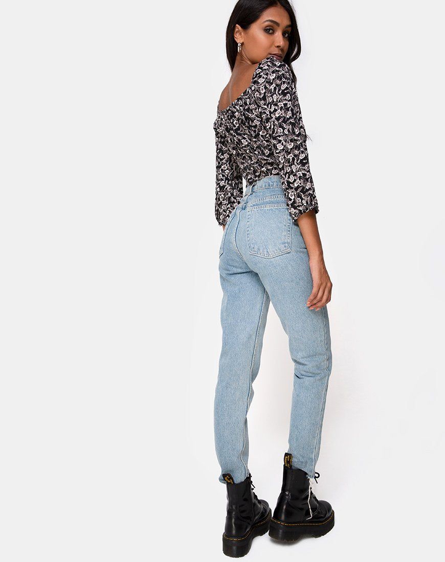 Dimen Crop Top In Wild Tulip Black sold by Motel Rocks product image thumbnail 4