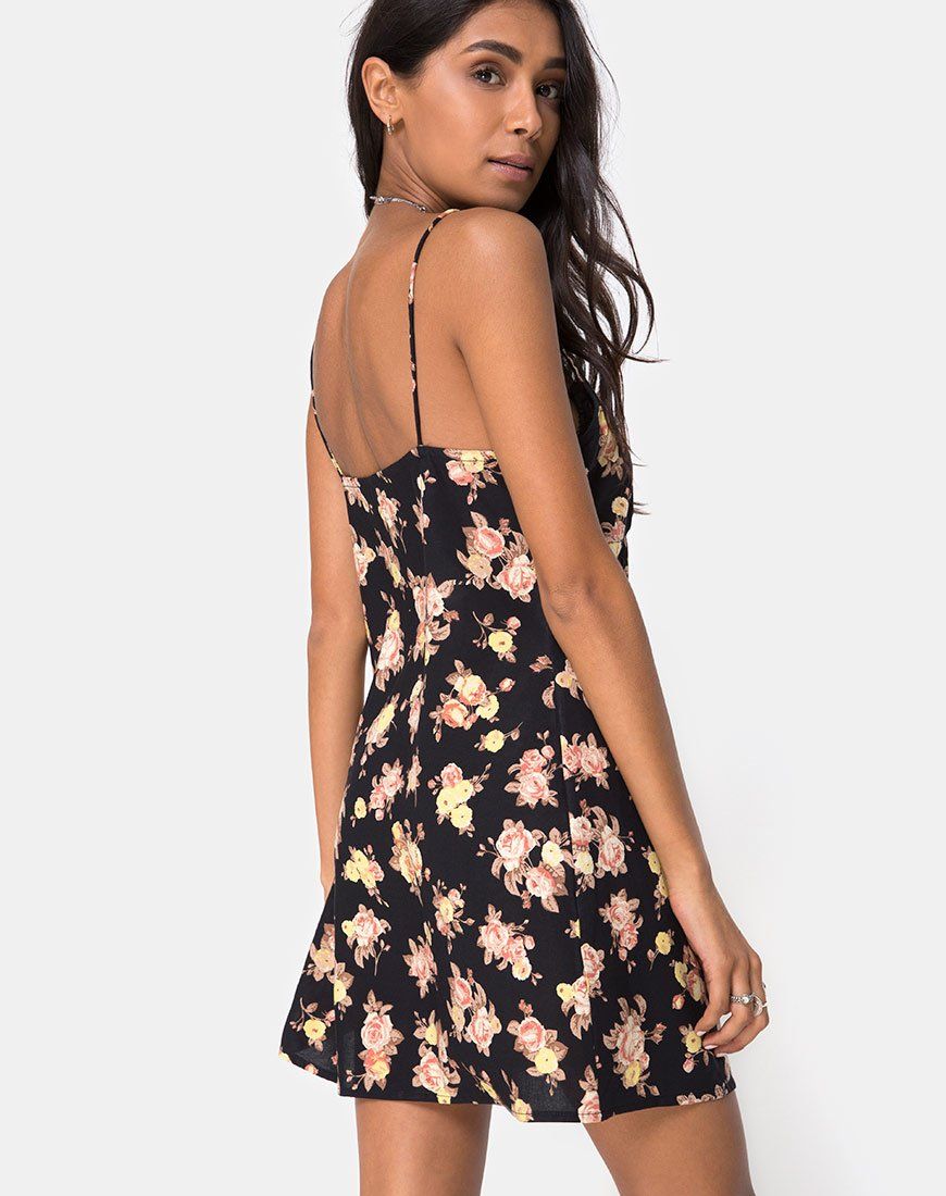 Auvaly Slip Dress in Antique Rose Black sold by Motel Rocks product image thumbnail 2