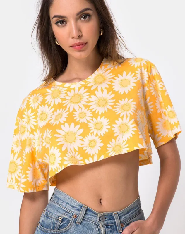 Super Crop Tee in Sunkissed Floral Yellow sold by Motel Rocks