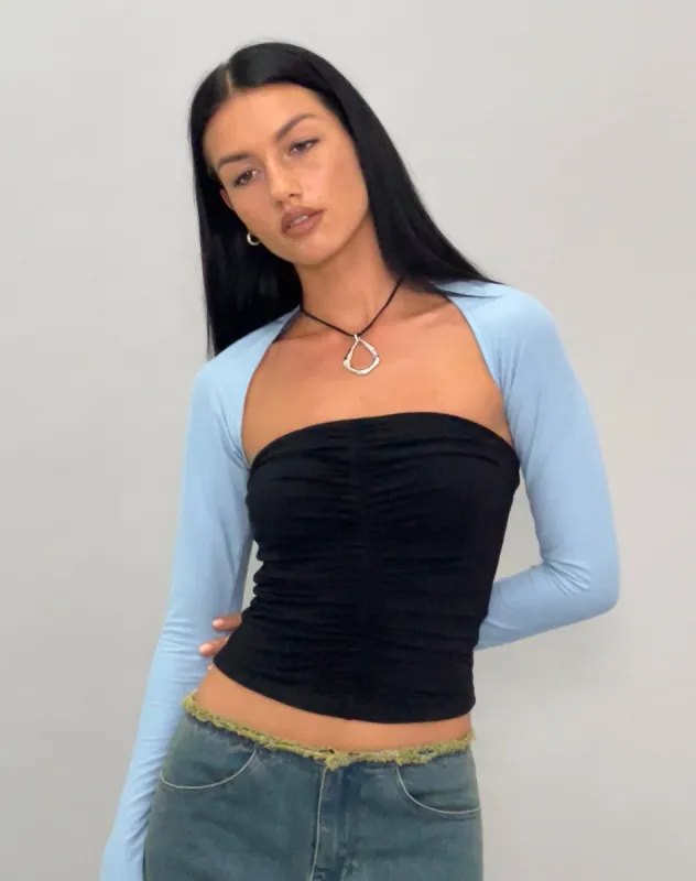 Sajna Ruched Bandeau Top in Black sold by Motel Rocks