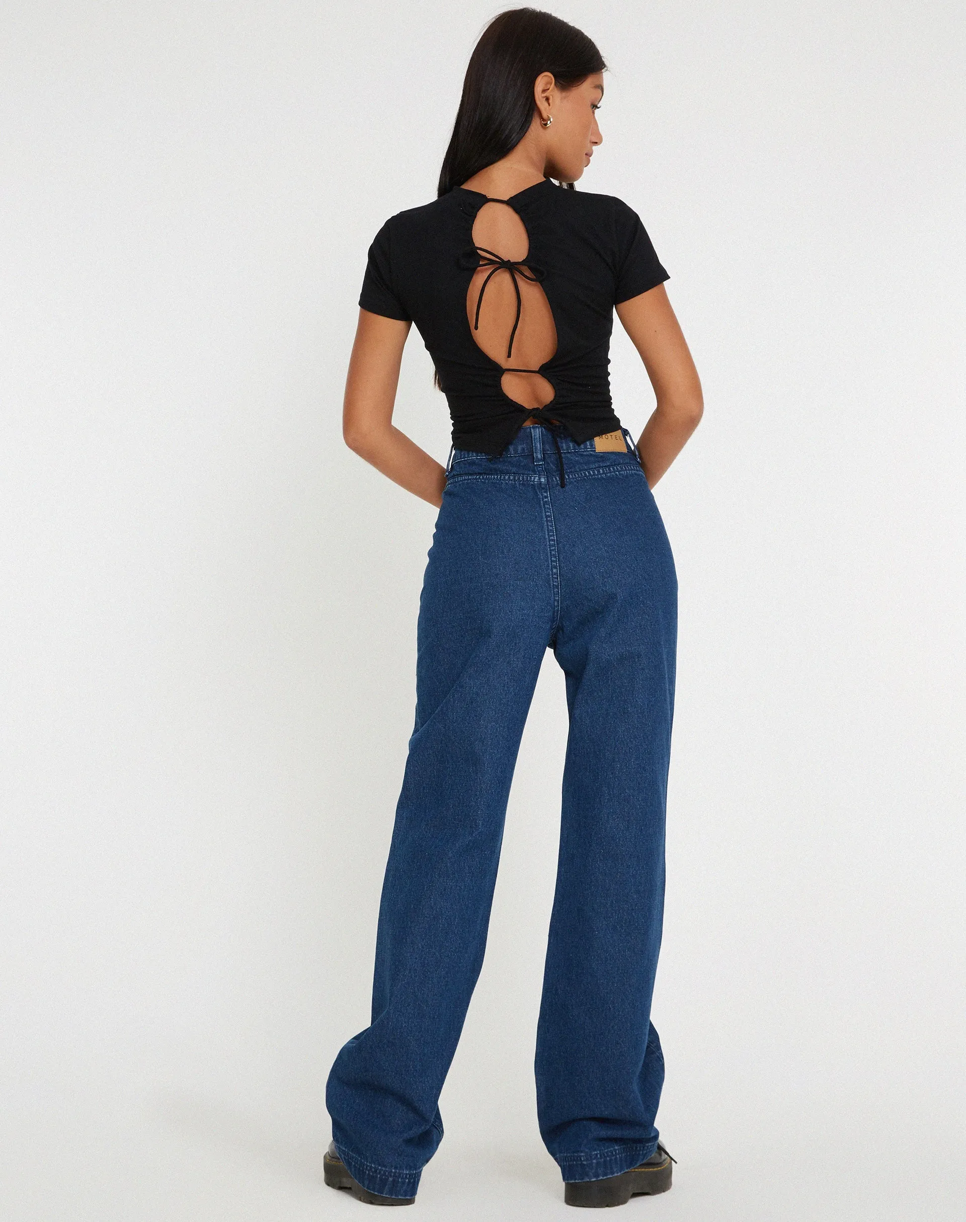 Retro Pocket Flare Jeans in 90's Indigo sold by Motel Rocks product image thumbnail 3