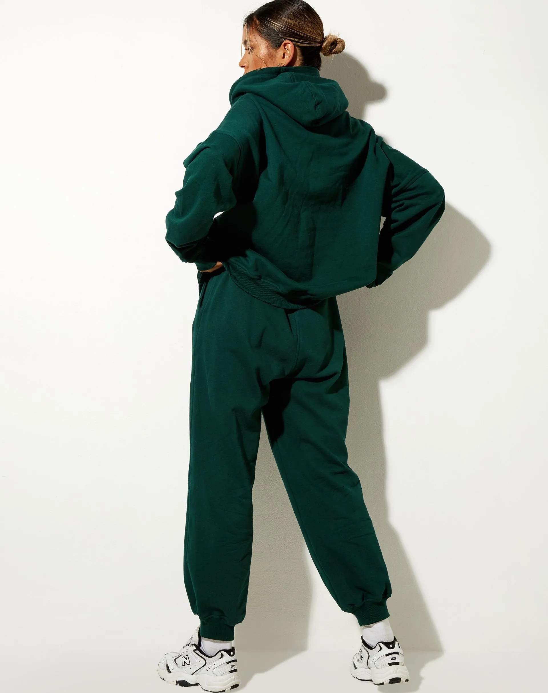 Oversize Hoodie in Bottle Green Cupid Embro sold by Motel Rocks product image thumbnail 4