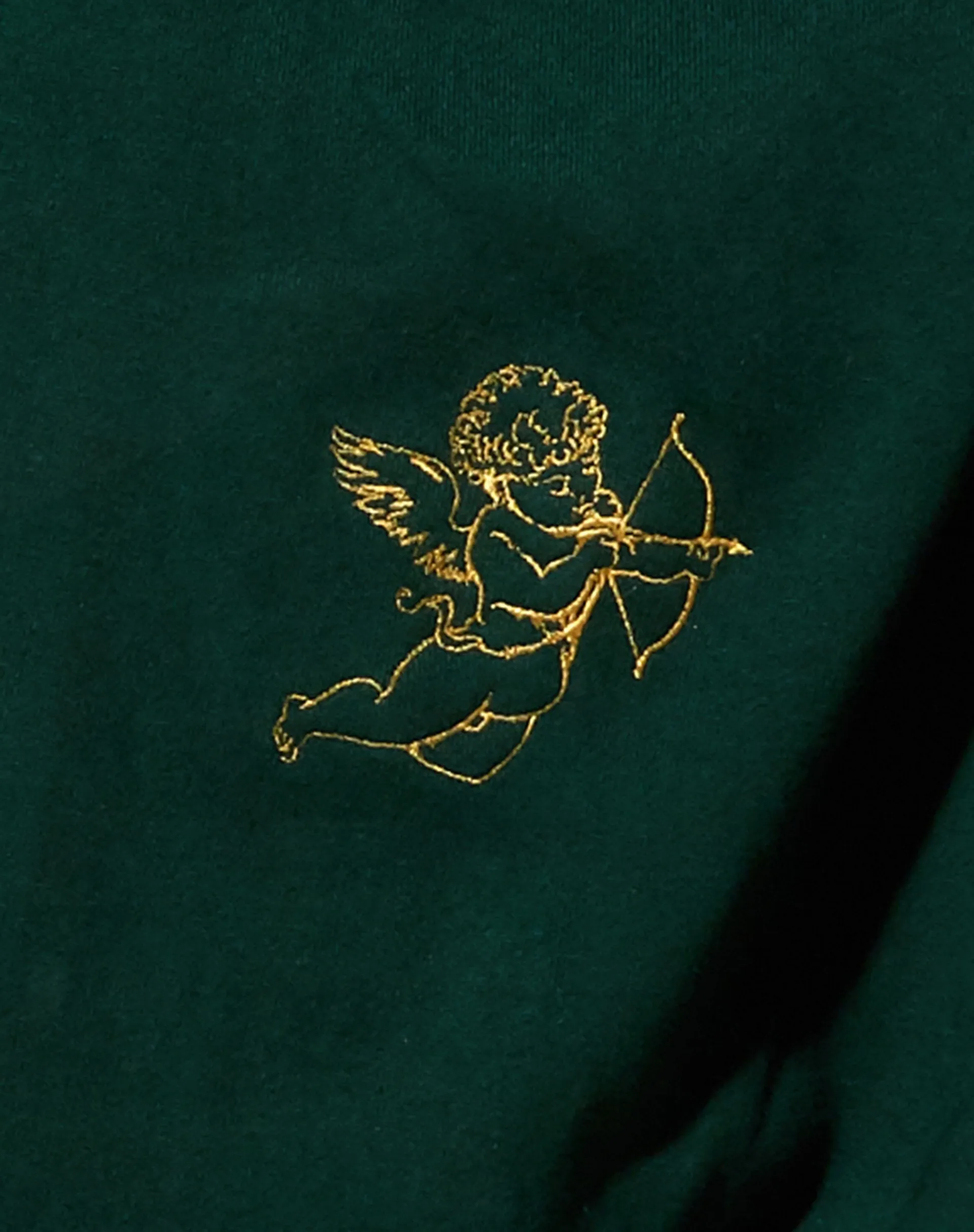 Oversize Hoodie in Bottle Green Cupid Embro sold by Motel Rocks product image thumbnail 5