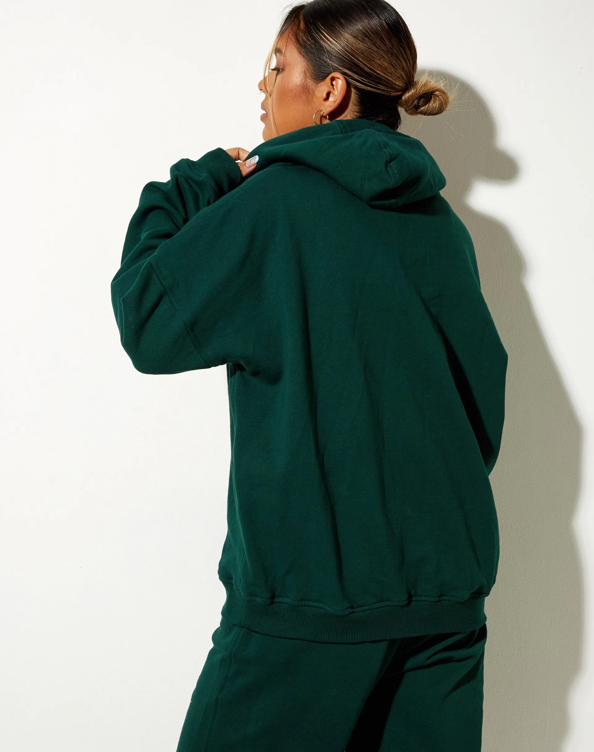 Oversize Hoodie in Bottle Green Cupid Embro sold by Motel Rocks product image thumbnail 2