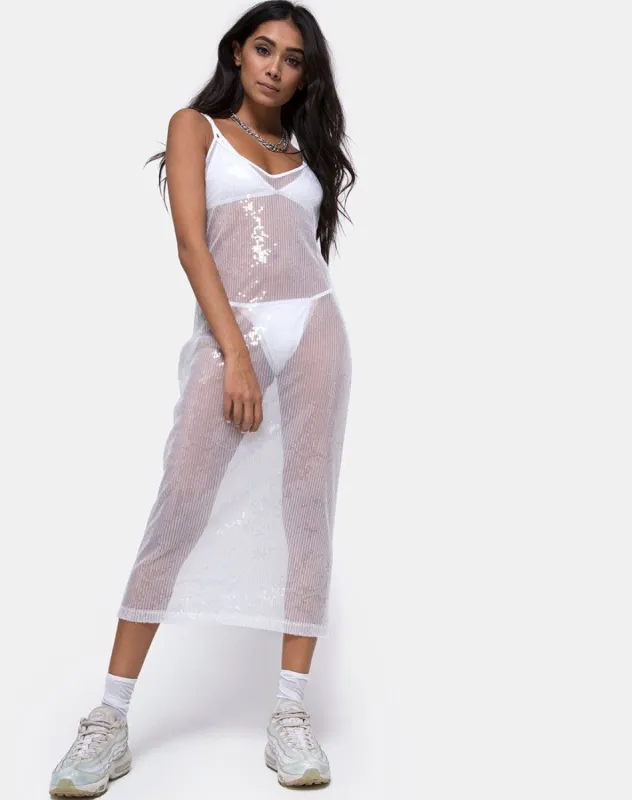 Midnight Sheer Dress in Clear Sequin sold by Motel Rocks