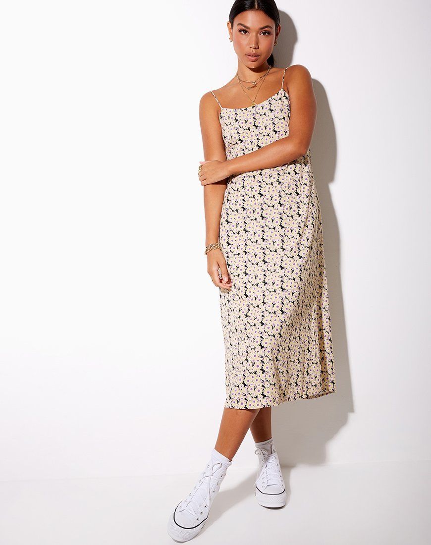 Anya Midi Dress in Daisy Day Cream sold by Motel Rocks product image thumbnail 3