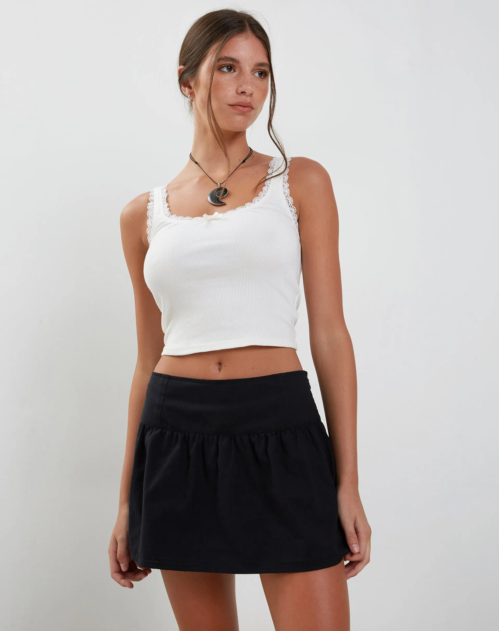 Adini Mini Skirt in Black Dobby sold by Motel Rocks product image thumbnail 2
