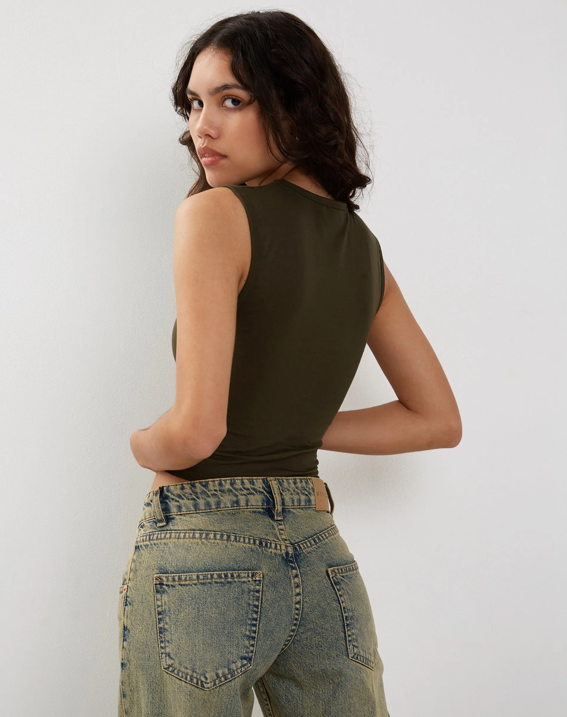 Monlo Vest Top in Olive sold by Motel Rocks product image thumbnail 3