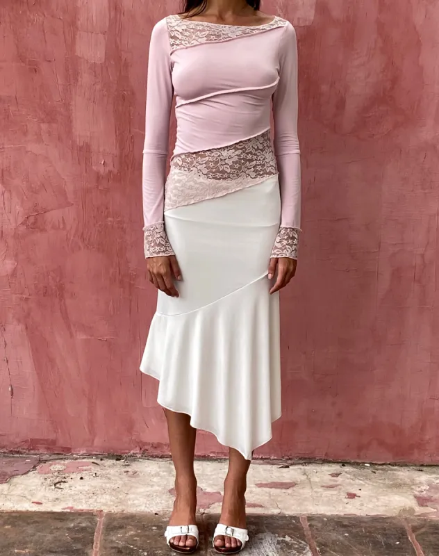 Lucca Long Sleeve Top in Lace Pink Lotus sold by Motel Rocks