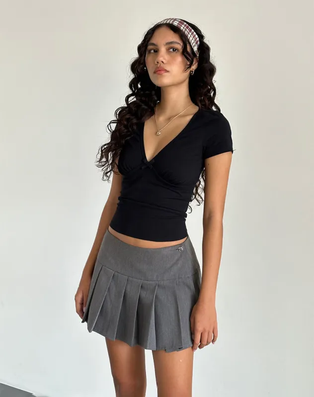 Tasina Top in Black with Black Binding sold by Motel Rocks