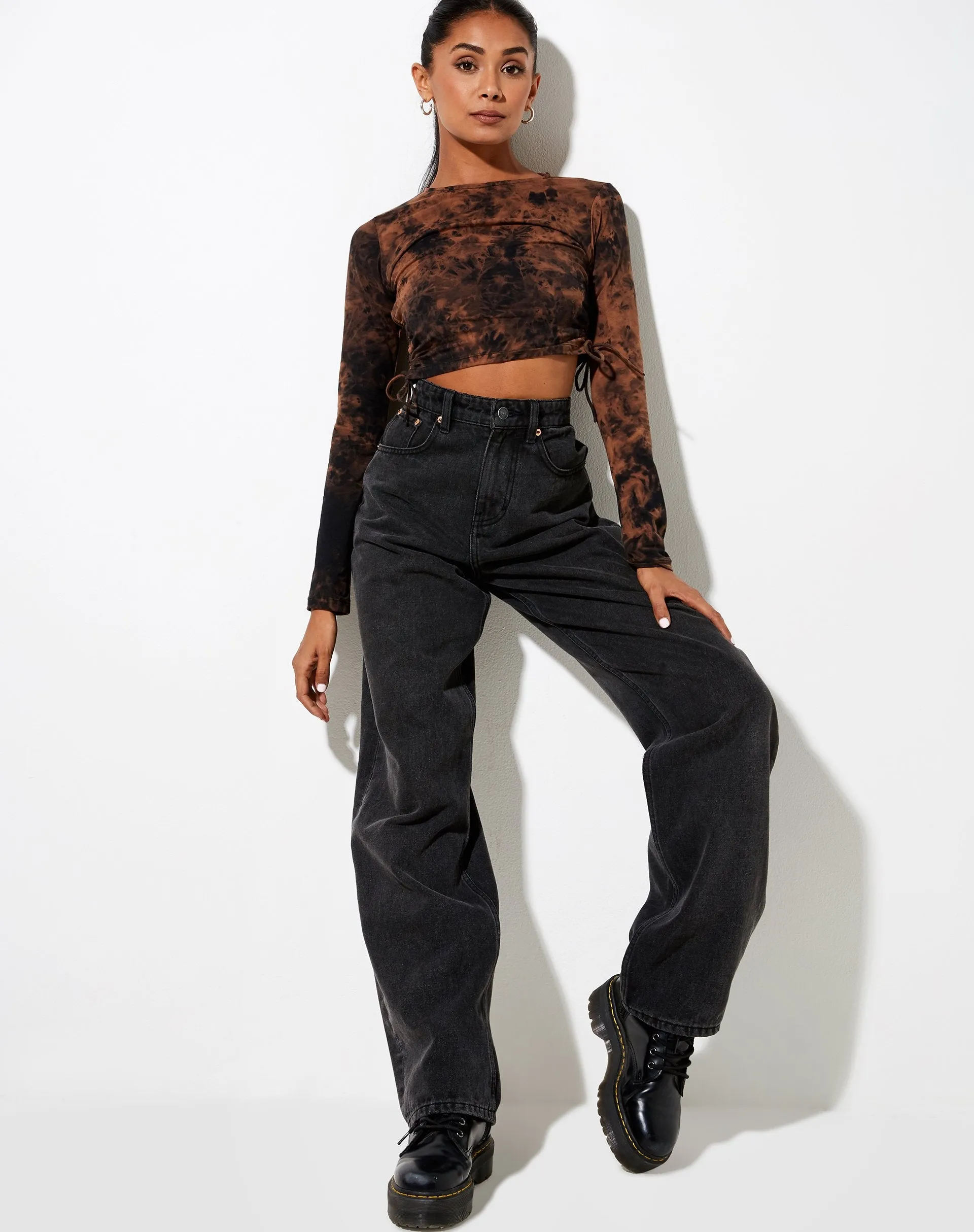 Razelo Crop Top in Black Rust Tie Dye sold by Motel Rocks product image thumbnail 5