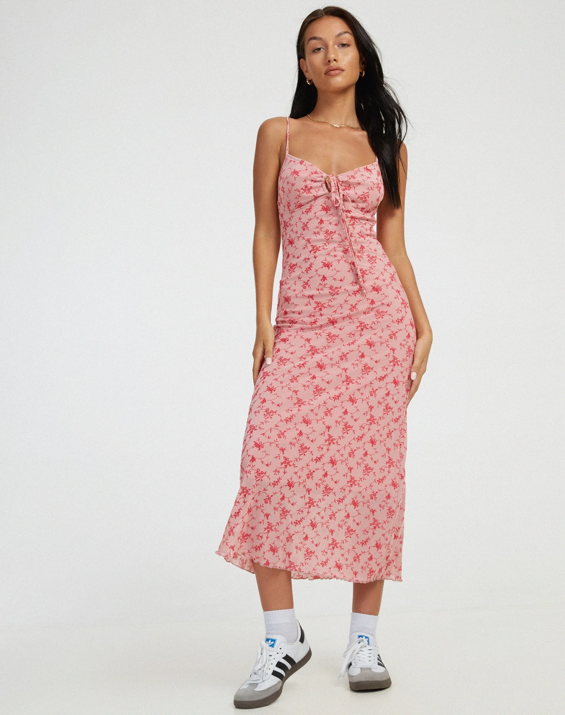 Coya Midi Dress in Love Bloom Pink Flock sold by Motel Rocks product image thumbnail 4