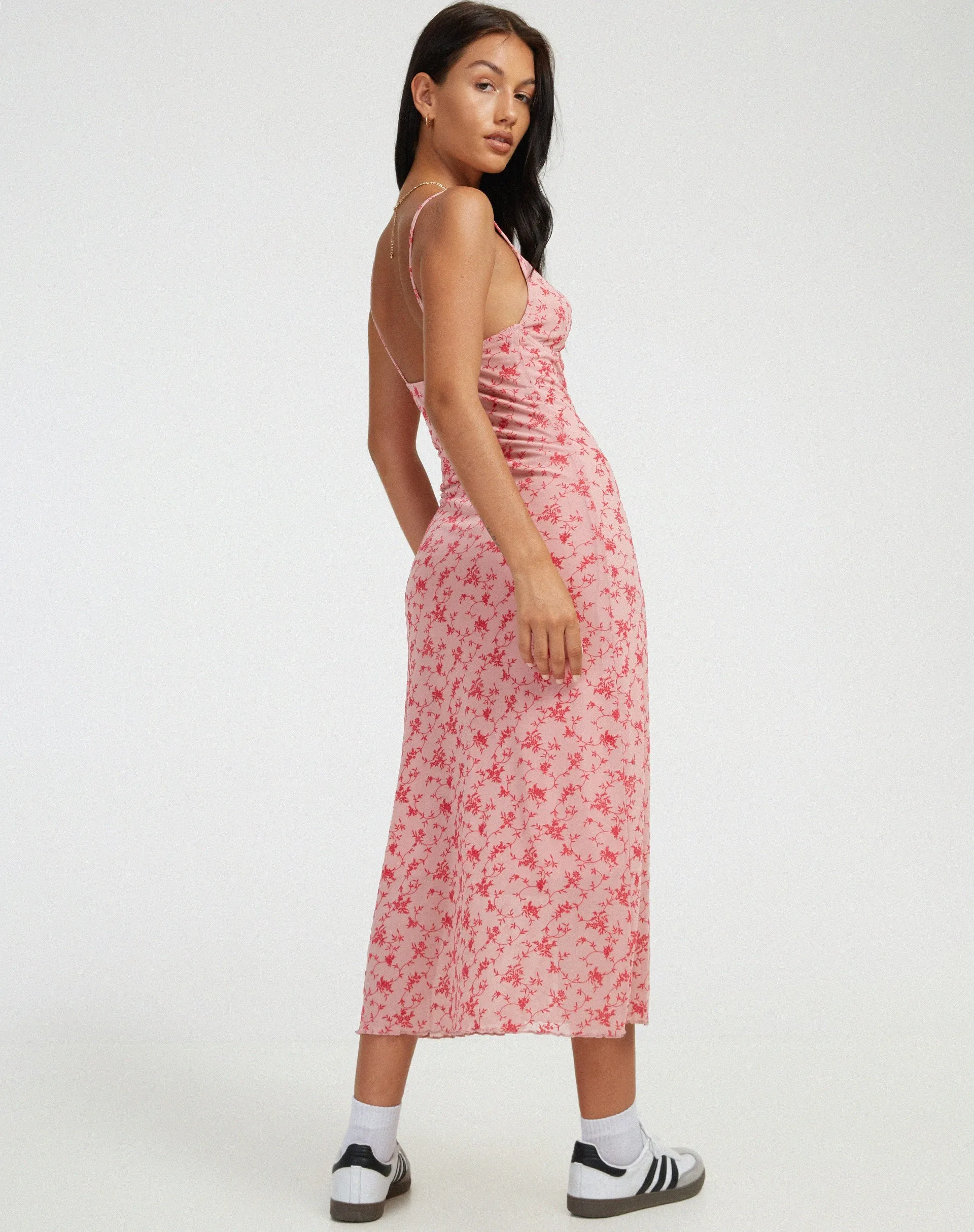 Coya Midi Dress in Love Bloom Pink Flock sold by Motel Rocks product image thumbnail 2