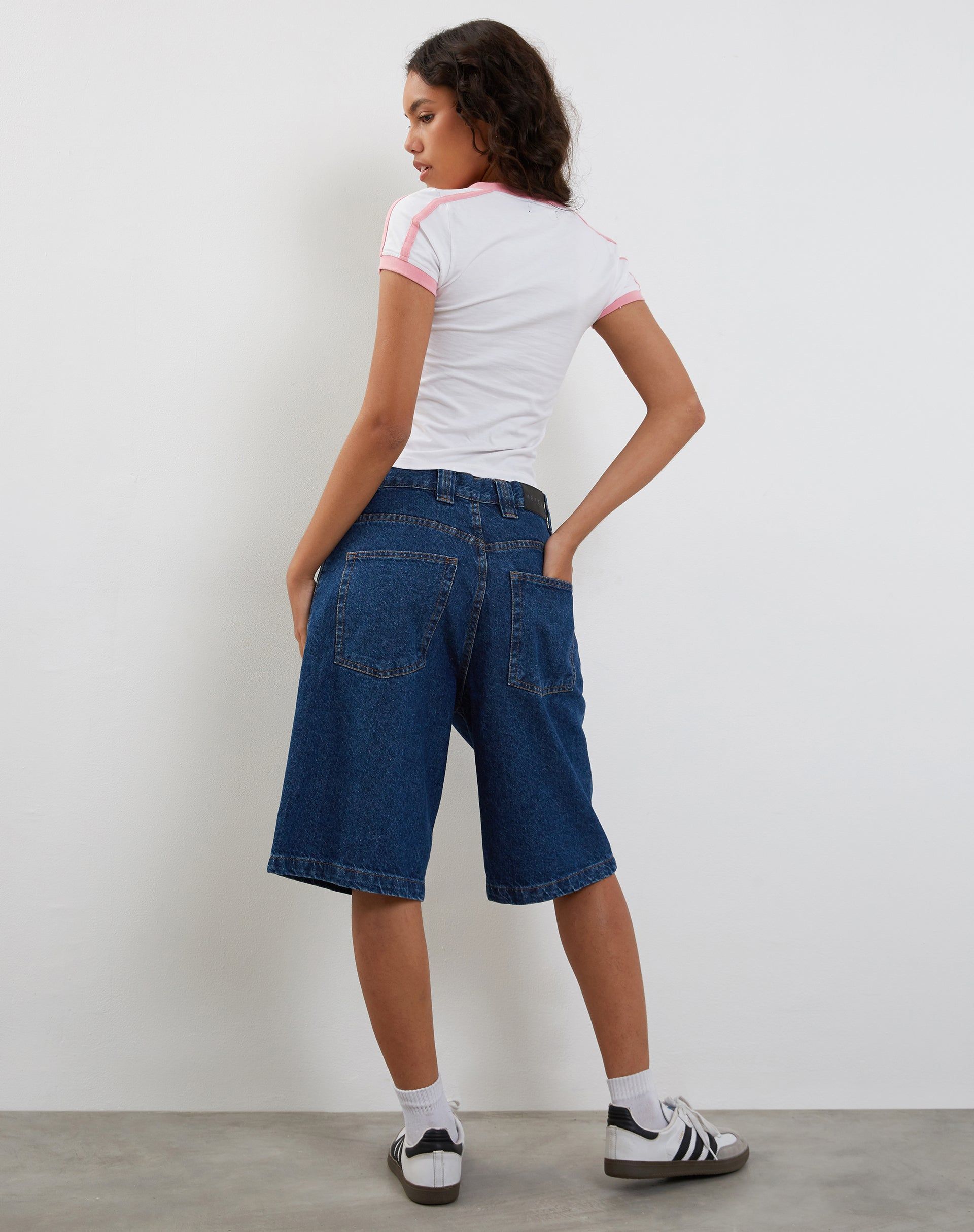 Izolde Baby Tee in White with Pink M Embroidery sold by Motel Rocks product image thumbnail 5