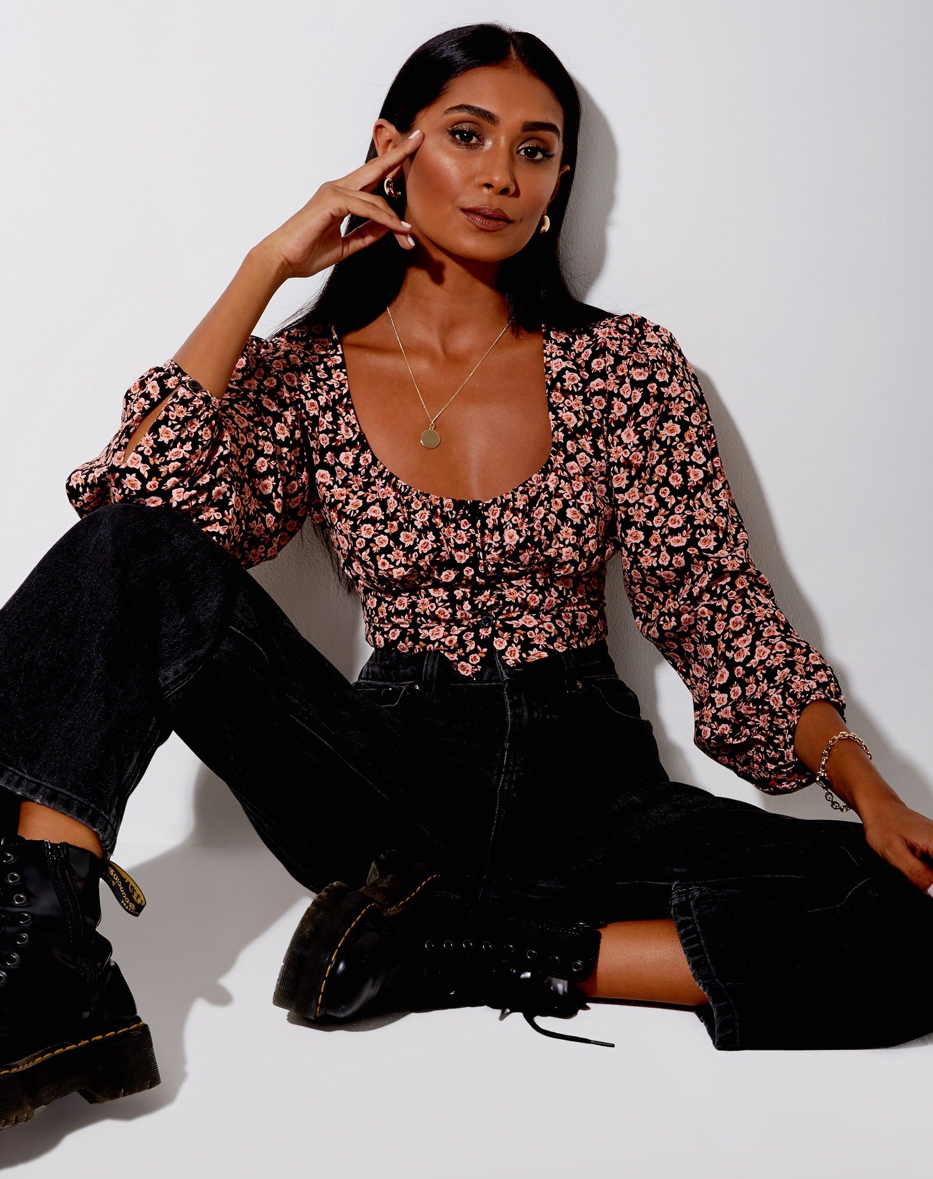 Glario Crop Top in Autumn Blossom sold by Motel Rocks