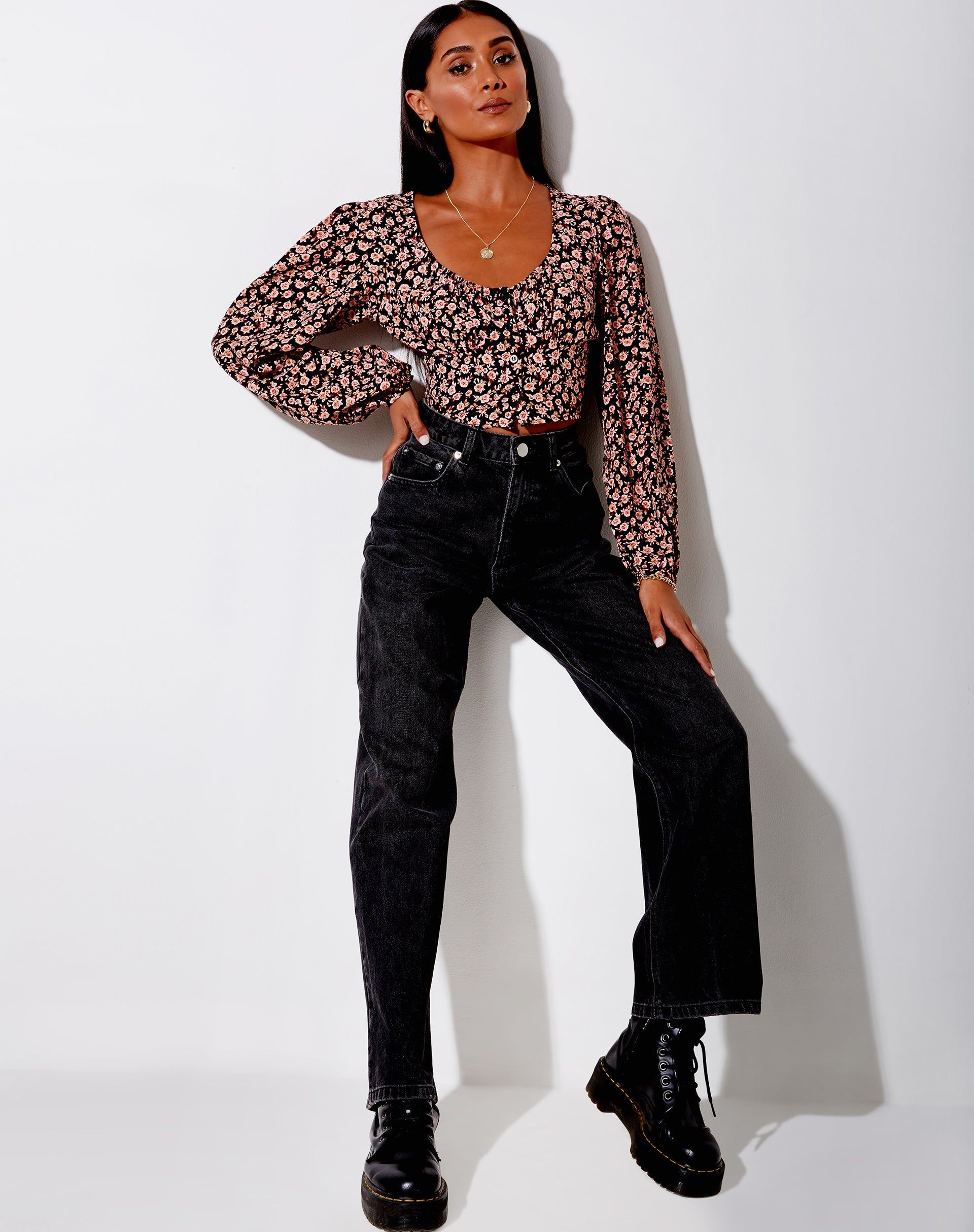 Glario Crop Top in Autumn Blossom sold by Motel Rocks product image thumbnail 4